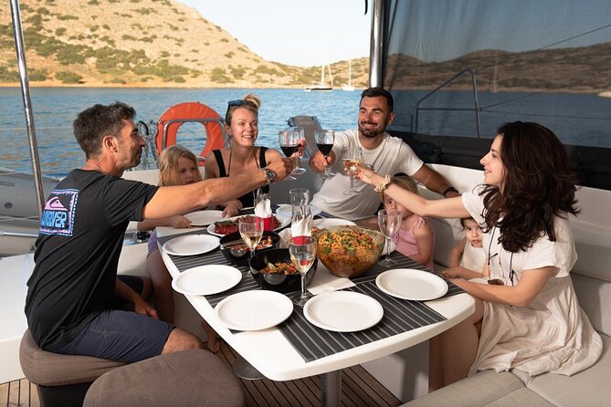 Ag. Nikolaos Catamaran to Spinalonga - Gourmet Meal & Water Toys - Kolokithia Beach and the swimming stops