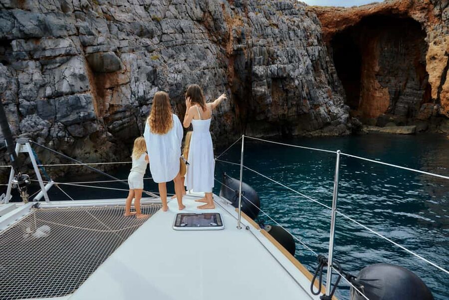 Agios Nikolaos: Spinalonga PM Catamaran Cruise with Dinner - The clear-water bay: swimming, snorkeling, and SUP