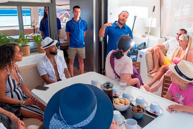 Chania: Afternoon Catamaran trip - Dinner, Drinks & Sunset - The Agioi Theodoroi bay is the main event
