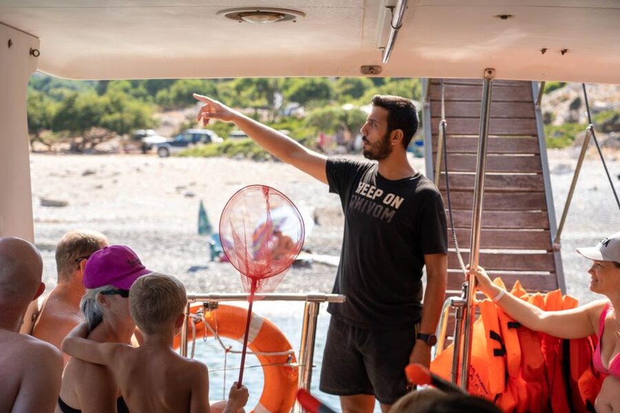 Chania: Menies Beach & Chironisia Bay Cruise with Snorkeling - Boat size, crowding, and the guide