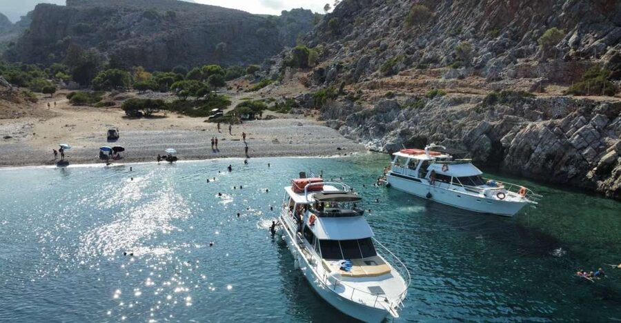 Chania: Menies Beach & Chironisia Bay Cruise with Snorkeling - Cruising along the Rodopou Peninsula