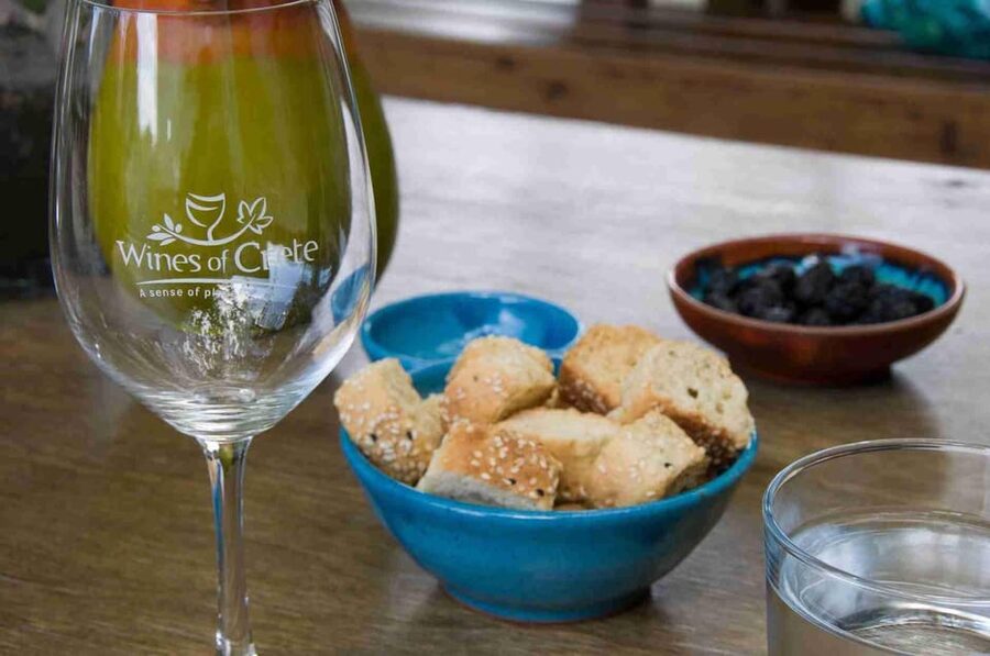 Chania Walking Food And Wine Night Tour - Cretan cheese with a harbor view