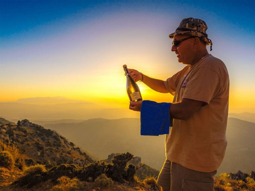 Crete: Land Rover Safari with Sunset Viewing, Dinner, & Wine - Sunset with prosecco and fresh fruit