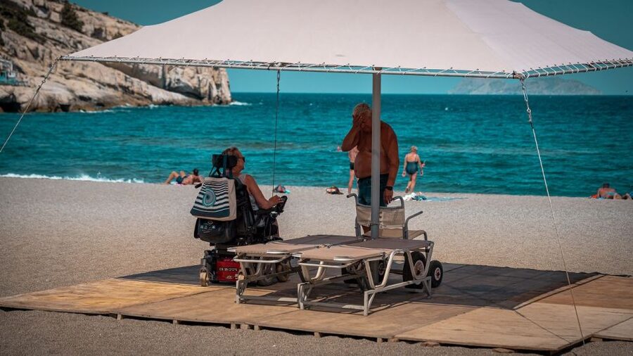 Crete: Matala Beach and Hippie caves, Red beach - Matala village, murals, and lunch