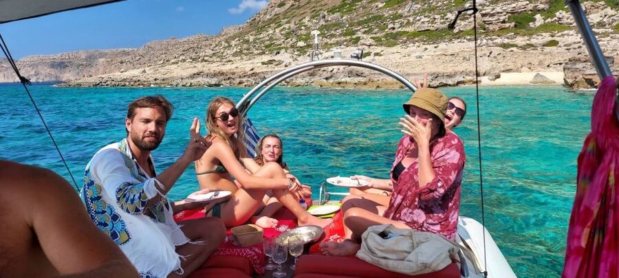 From Chania: Private Balos Bay & Gramvousa Island Boat Trip - Menies Beach gives you a quiet first swim