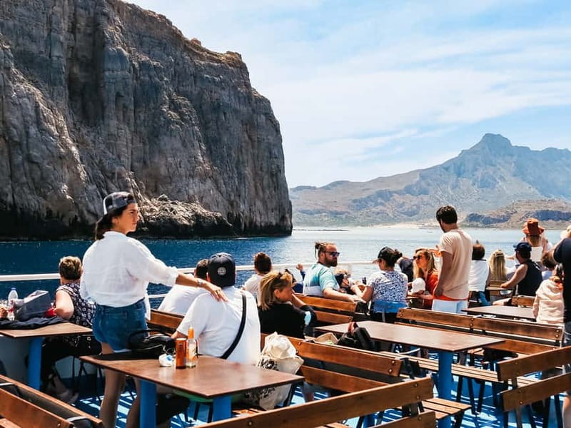 From Kissamos Port: Boat Cruise to Balos Lagoon & Gramvousa - Food, seating, and life aboard the ferry