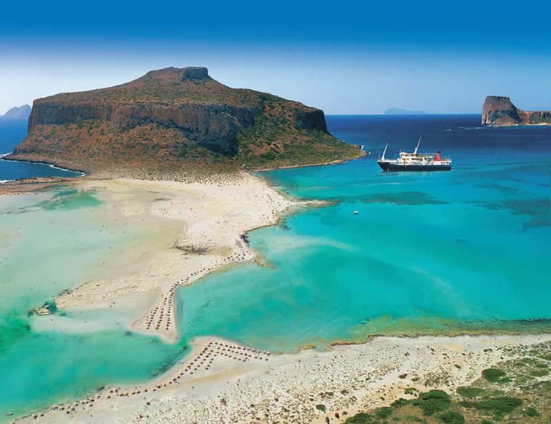 The sandbar and shallow water of Balos lagoon, north-west Crete