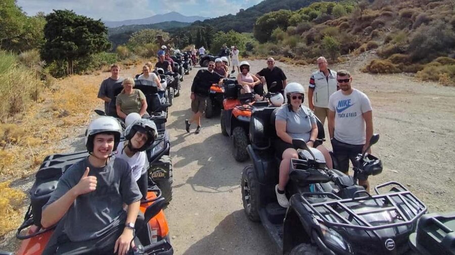 Malia: Off-Road Quad Safari Tour with Lunch and Transfers - Vrachasi Village, coffee, and mountain views