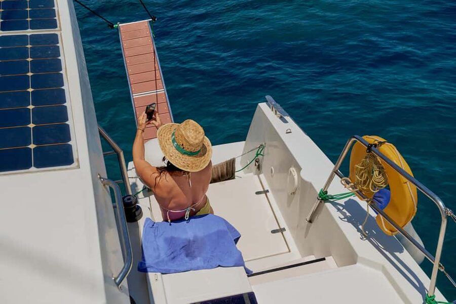 Panormo: Sunset All-Inclusive Catamaran Cruise with Snacks - The Geropotamos Beach Stop