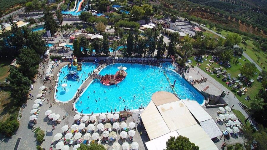 Rethymno Area: Limnoupolis Water Park Ticket with Transfers - The central pool and Cretan views
