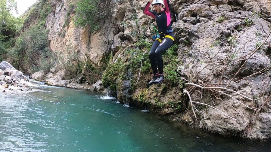 Rethymno: Canyoning Tour in the Kourtaliotiko Gorge - Rappelling beside the waterfall